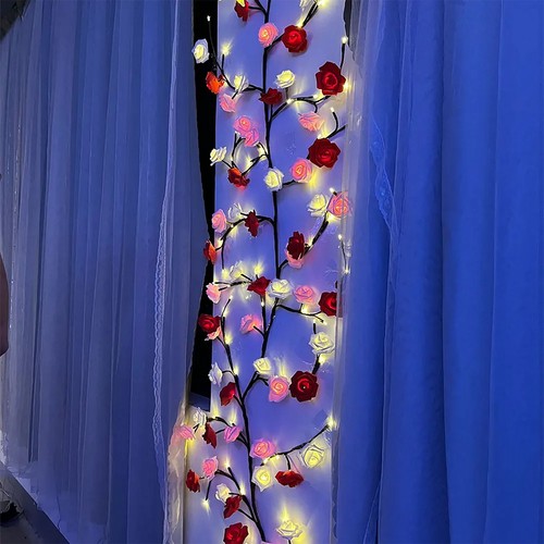 Rose LED Tree Branch Lights for Wall, Rose Flower Vines Twig Decor w/Remote - Picture 5 of 15