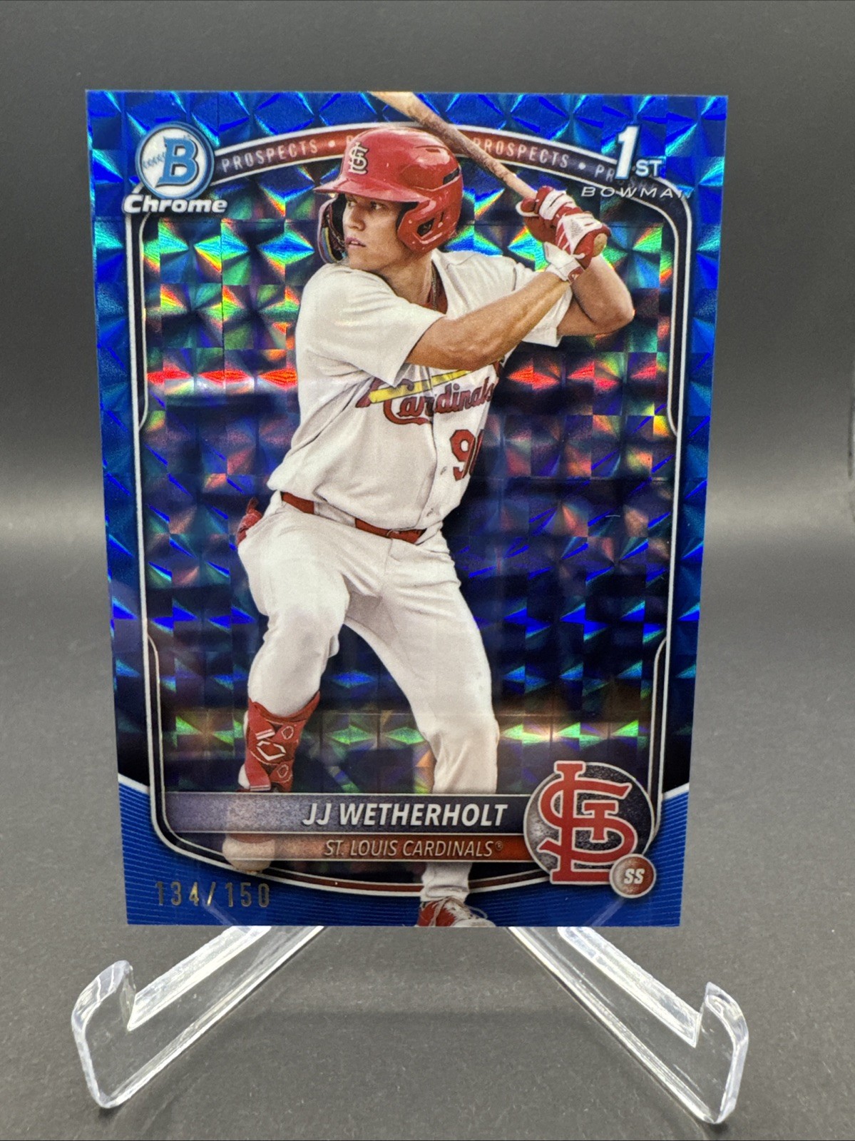 JJ WETHERHOLT 2025 BOWMAN CHROME 1ST BLUE GEOMETRIC REFRACTOR /150 Q2211