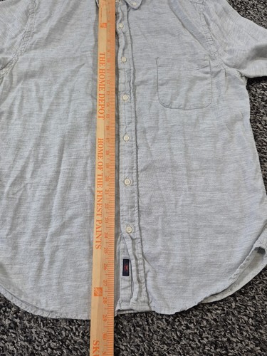 Faherty Shirt Mens Medium Gray Short Sleeve Knit Seasons Organic Cotton Button - Picture 6 of 8