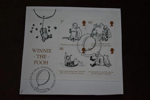 GB 2010 Winnie-the-Pooh m/s, Commemorative Stamps On Piece, Used, ex FDC