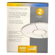 5-Panel LED Garage Light, or Workshop, Adjustable Brightness, White, Panels 2 Pc