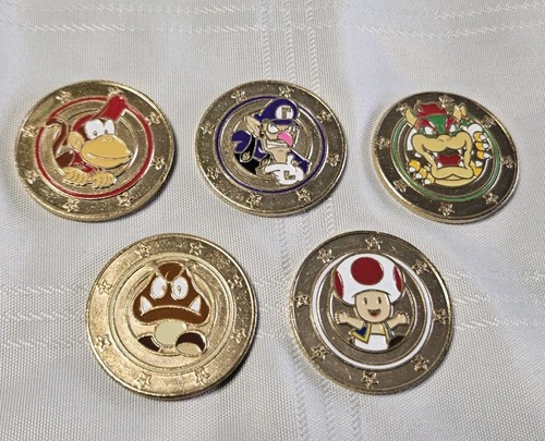 (5) Monedas Frankford Nintendo Super Mario - Bowser Toad Waluigi Diddy Kong Goomba - Imagen 1 de 2