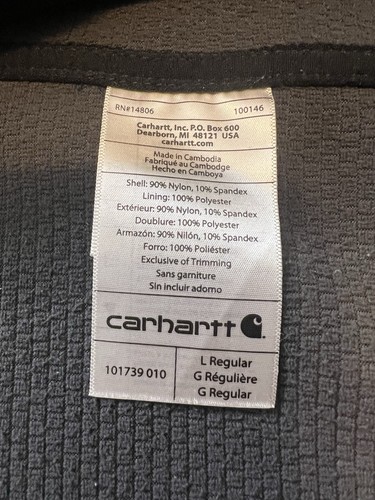 EUC Carhartt Soft Shell Rain Defender Jacket Gray Men’s Size Large Regular - Picture 9 of 10