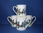4 x PORTMEIRION ~ THE HOLLY AND THE IVY STRAIGHT SIDED MUGS IN VERY GOOD COND'