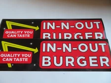 IN-N-OUT,  QUALITY YOU CAN TASTE, 10 1/2 x 3 INCH BUMPER STICKER,"NEW" FREE SHIP