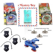 Bey Set 3x Tops + 4 Launchers ? Metal Fusion Battle Mystery Arena Metal Fight