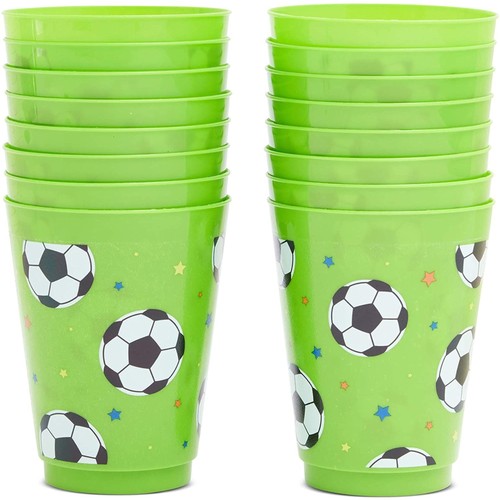 16x Soccer Reusable Plastic Cups for Kids Birthday Party Parties Supplies, Green - Picture 7 of 7