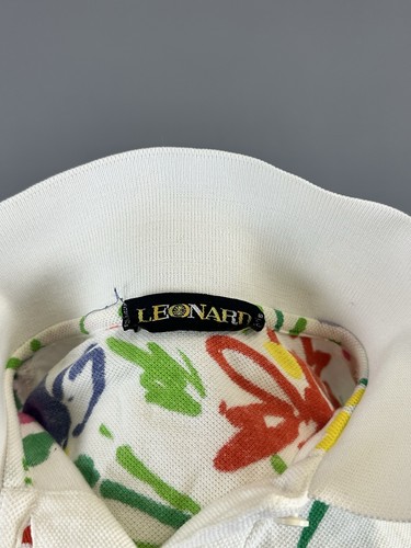LEONARD Paris Vintage White Floral Short Sleeve Shirt Midi Dress Size M - Picture 11 of 11