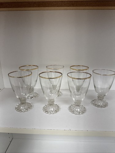 Berwick Boopie Wasserkelche mit Fuß Gläser Goldrand 7er Set von Anchor Hocking