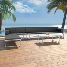 Divano Sofà da Giardino 17 pz Textilene Alluminio Nero Bianco Terrazzo vidaXL