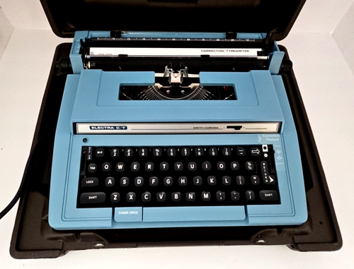 Smith-Corona Electra C/T blau elektrische Schreibmaschine mit Tragetasche - Bild 23 von 23