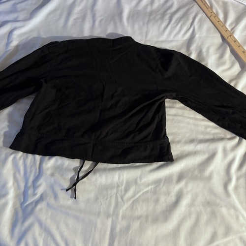 Zara Women’s Small Black EmbroideredButton up shirt Cropped Long Sleeve - Picture 12 of 15