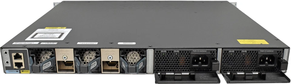 Cisco WS-C3650-48PD 48-Port RJ-45 PoE+ GE Switch 2x SFP2x SFP+ 2x PSU+Ears - Image 2 of 4