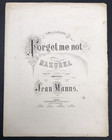 1859 FORGET ME NOT Mazurka by Jean Manns Sheet Music 11x14 Polish