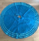 Teal Colored Sequined Christmas Tree Skirt measuring 4 ft. Diameter
