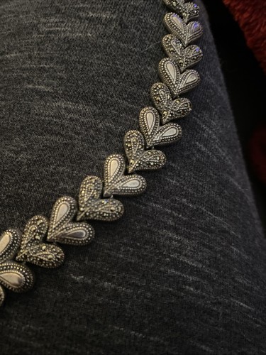 925 Sterlingsilber 17,5 Zoll Markasit Edelstein Herz Gliederkette, atemberaubend, gebraucht, in einwandfreiem Zustand - Bild 3 von 12