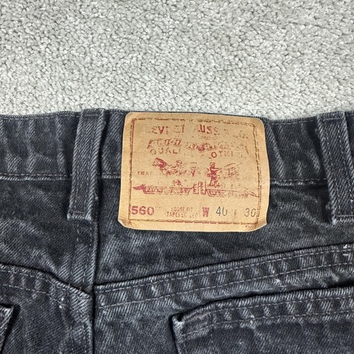 Vintage Levis 560 Jeans Mens 40x30 Black Loose Fit Tapered Leg Made in USA 90s - Picture 17 of 19