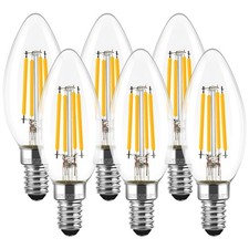 Levidon E14 LED Candle Light Bulbs Dimmable, 6 Count (Pack of 1), Warm White