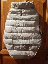 Dog Top Paw Puffer Jacket Light Grey Size Medium 