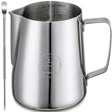 Milk Frothing Pitcher 12oz, Espresso Steaming Pitchers 350ml, Frother cup, Co...