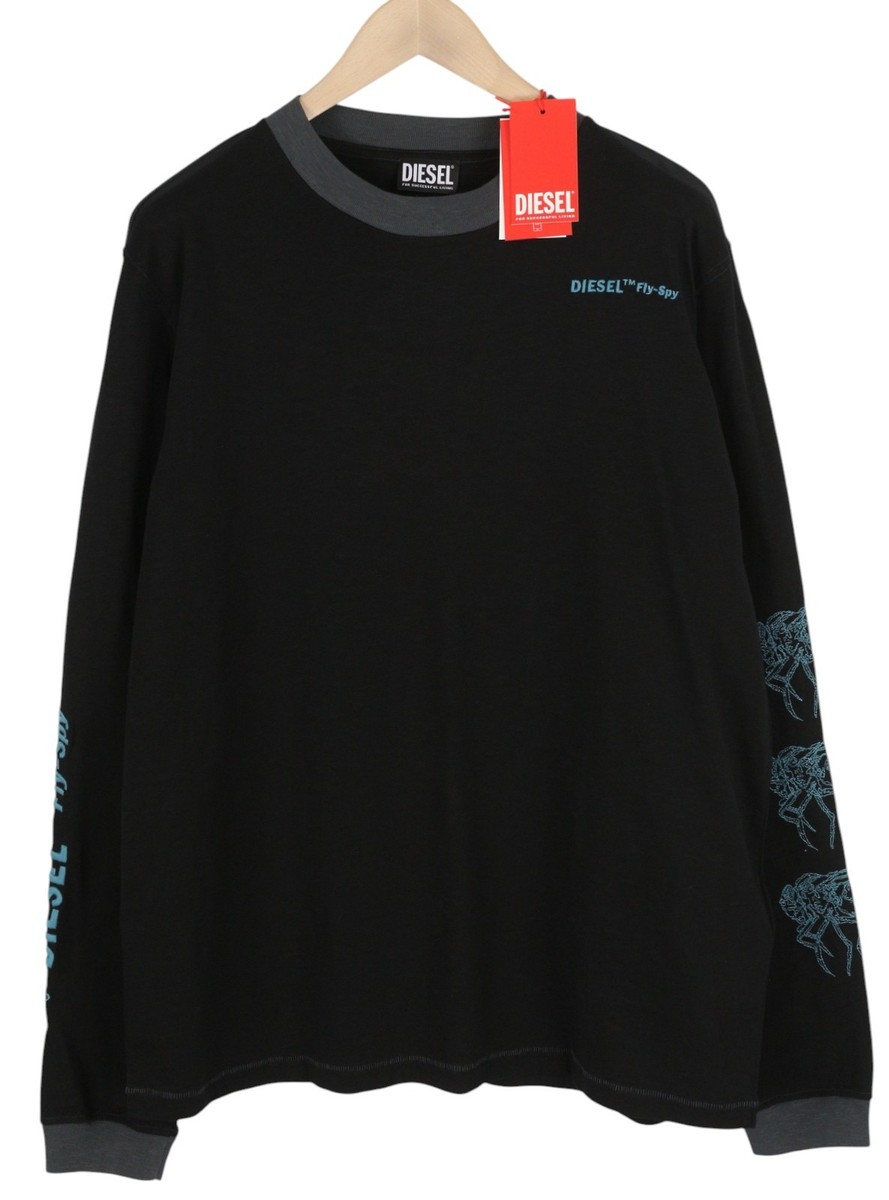 ◆DIESEL◆Diesel Just L9 トップス Tシャツ DIESEL T-Justle-LS-E9 Men T-Shirt 2XL Black Long Sleeve Crew