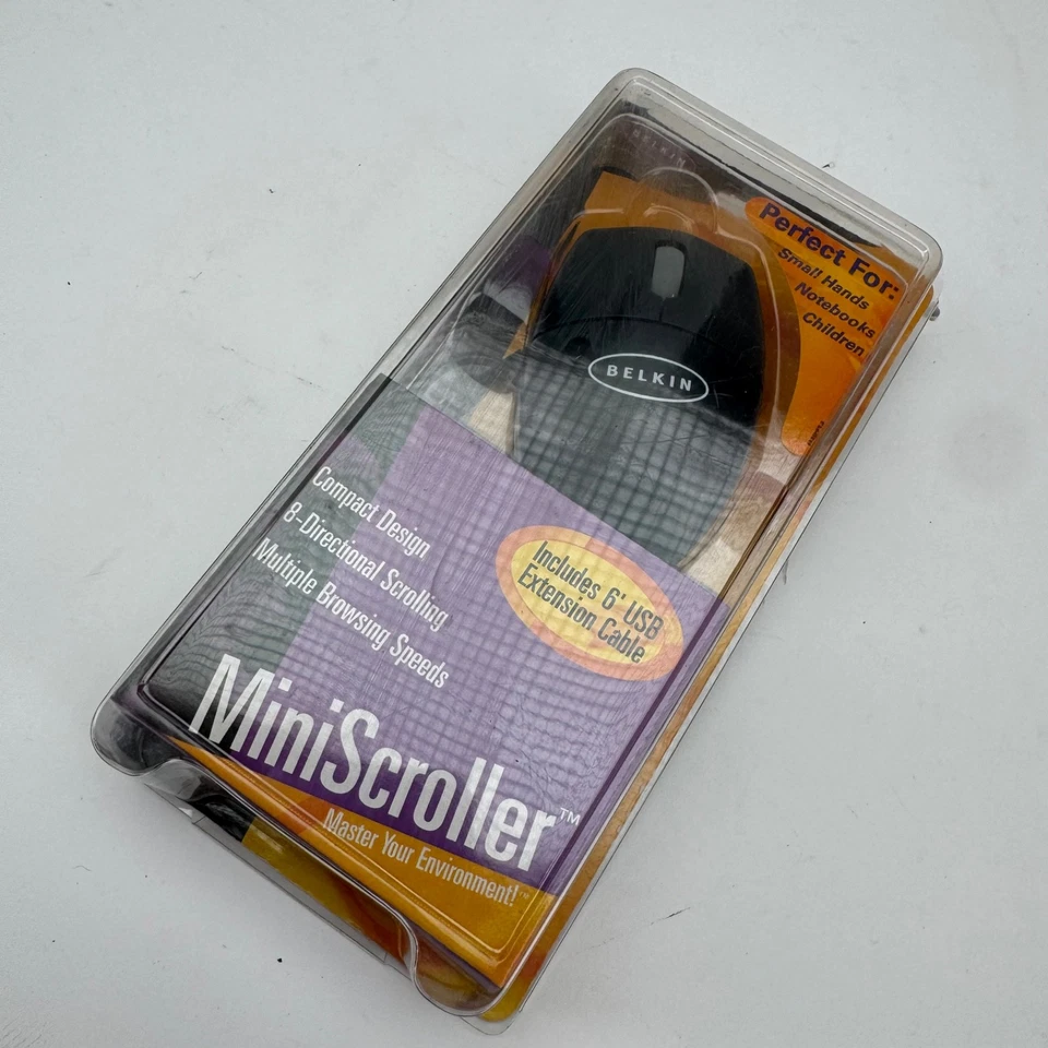 Belkin MiniScroller USB Optical Mouse F8E841-BLK-CBL New Sealed Small Hands - Image 4 of 4