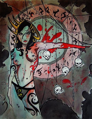 Gothic nude female witch doctor comic FANTASY ART 8x10 - Picture 1 of 1