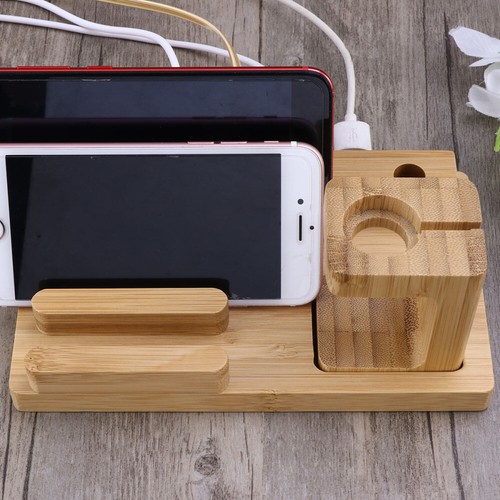Charging Station Stand Wooden Dock Bamboo Bracket Desk Holder for Watch - Zdjęcie 12 z 12