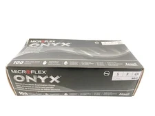 (100/Pk) ANSELL Microflex Onyx N64 Nitrile Exam Gloves - Small Black N641
