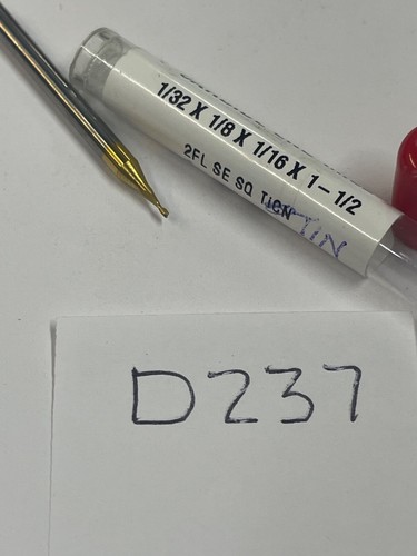 1 NEUER HTC 1/32 ZOLL DURCHMESSER HARTMETALL-SCHAFTFRÄSER 107-2031. 2FL SQ. 1/16" LOC (D237) - Bild 3 von 4