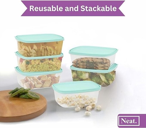 2L Plastics Food Storage Containers with lid Leak Resistant Airtight Stackable - Picture 7 of 10