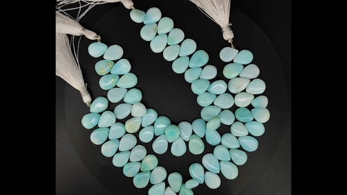 Natural Blue Opal Gemstone 14x10 mm Size Smooth Pear Shape Beads 8" Strand - Video 1 of 1