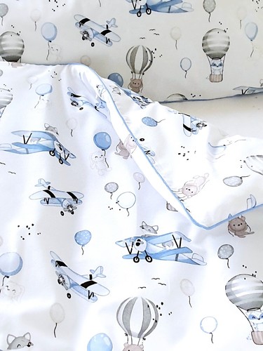 Hot Air Balloon COT BED BEDDING SET DUVET COVER , PILLOWCASE, sky adventure - Picture 4 of 7