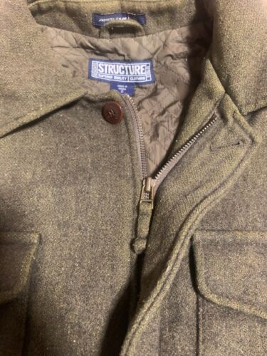 Wool Overcoat - Structure/ Olive/ Mens Small - Picture 3 of 4