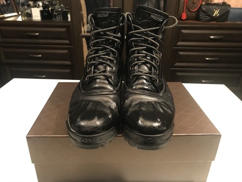 GUCCI LEATHER BLACK WINTER BOOTS MENS SIZE 11.5 EX