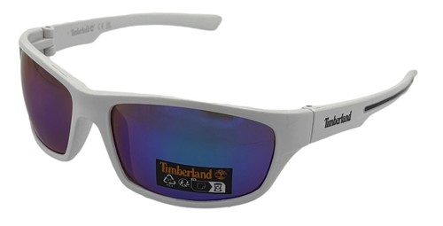 Timberland Sunglass Mens Shiny White Plastic Wrap, Green Mirror Lens TB7267. 21Q - Picture 1 of 13