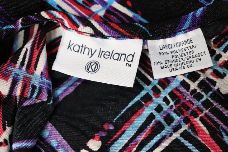 Kathy Ireland Women's Multicolor Short Sleeve Dress Shirt all Over Print Large - Image 3 of 3