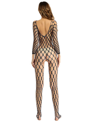 Womens Wet Look Catsuit Mock Neck Cutout Open Cups Crotchless Bodysuit Nightclub - Picture 10 of 11