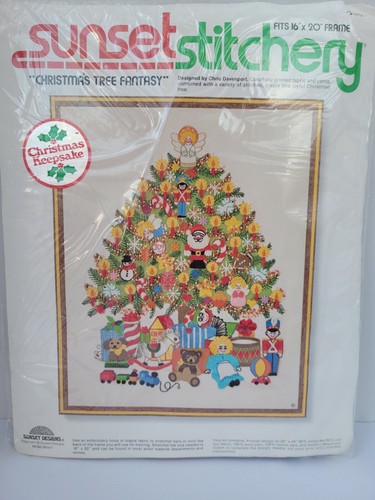 Vintage 1978 Sunset Stitchery Kit Weihnachtsbaum Fantasy Stickerei #2070 Neu in Verpackung Neu aus altem Lagerbestand - Bild 8 von 9