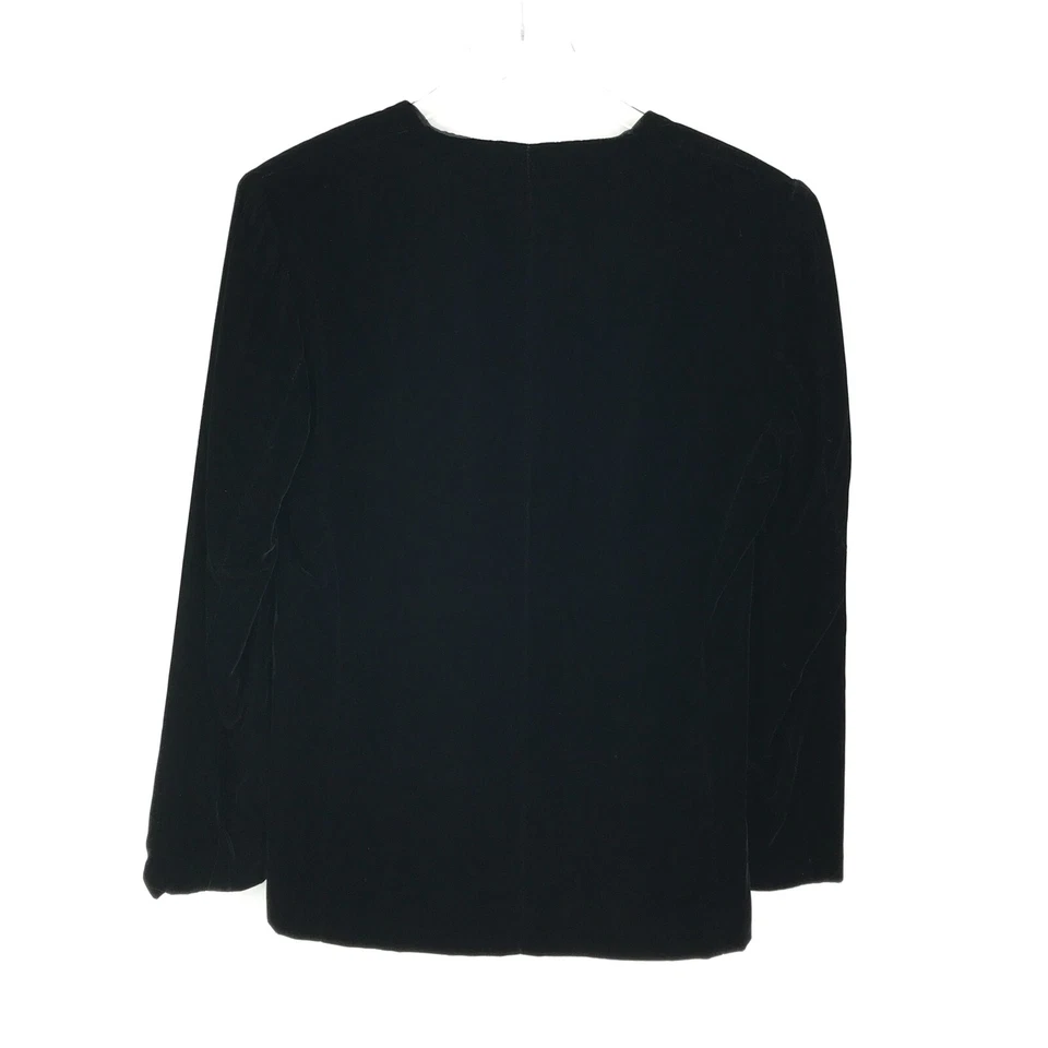 Chaqueta Blazer VINTAGE Hugo Buscati Mujer 2 Negra Un Botón Forrada Milano EE. UU. Foto 3 de 4