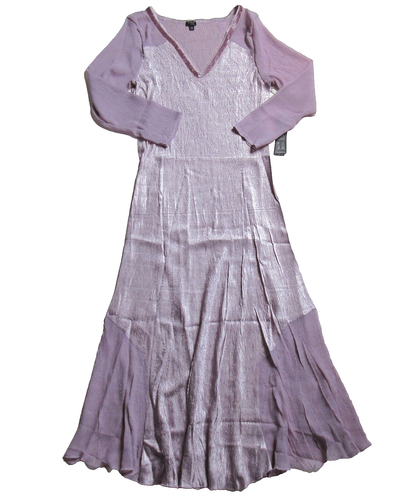 NWT KOMAROV Embellished V-Neck in Violet Ice Crinkle Pleat Chiffon Dress S $272 - Picture 2 of 7