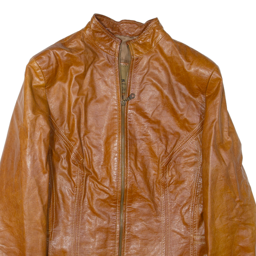 GUNS LEATHER Girls Biker Jacket Brown Leather 2XL - Picture 2 of 6