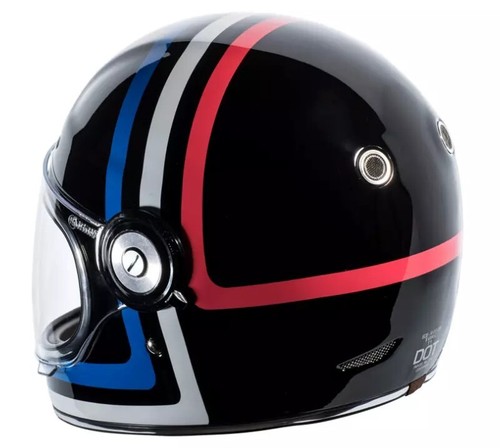 Gloss Black Motorcycle Bike Helmet Torc Newport T1 Americana Tron Full Face XS - Picture 4 of 13
