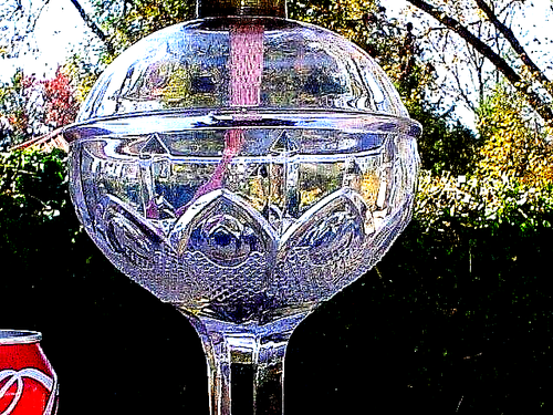 ANTIQUE GLOBE FONT OIL LAMP #1 COLLAR WITH BURNER AND CHIMNEY - Picture 3 of 5