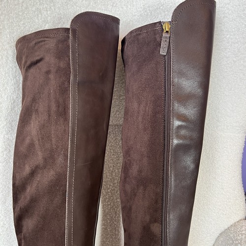 Franco Sarto Leder Motorrad hohe Stiefel Stretch Stoff braun Damengröße 7,5 - Bild 2 von 24
