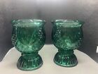 Set of Two Vintage Avon Summer Lights Candle Holder Dark Teal Green