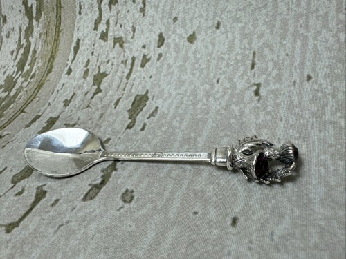 Vintage Signed Purple Amethyst Rhinestone Silver Plated Collectible Spoon - Picture 4 of 8
