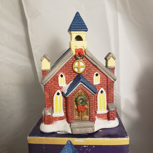 Christmas Church School General Store Towns People Ceramic Votive Candle Holders - Picture 3 of 12