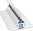 10 Pack Premium High-Grade Non Slip Wooden Clothes Pant & Skirt Hangers - White