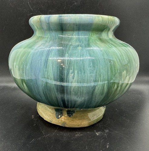 Brush McCoy Art Pottery Blue And Green Onyx Drippy Glaze Jardinere/Planter - Picture 7 of 10